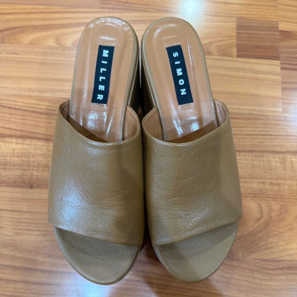 Simon Miller Blackout Vegan Leather Platform Sandals Sz 41 Orig. $490 Worn Once